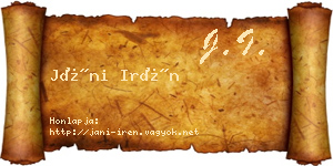 Jáni Irén névjegykártya
